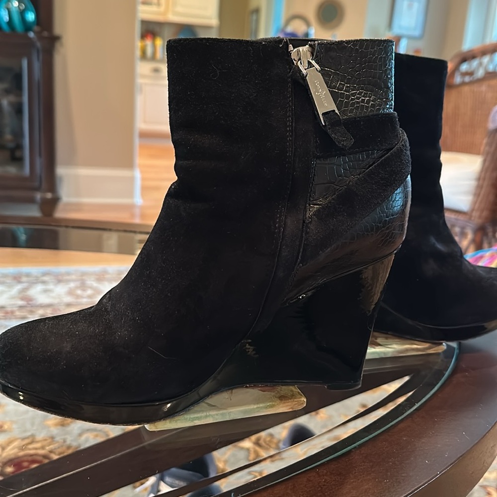 Cole Haan Black Suede 
and Leather Ankle Boots - Picture 5 of 5